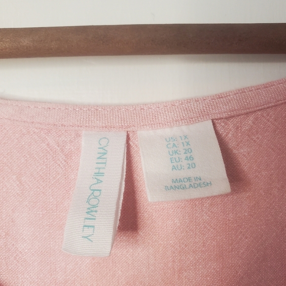 Cynthia Rowley Linen Blend Blouse – Plus Size 1X – Pale Pink - Picture 5 of 5